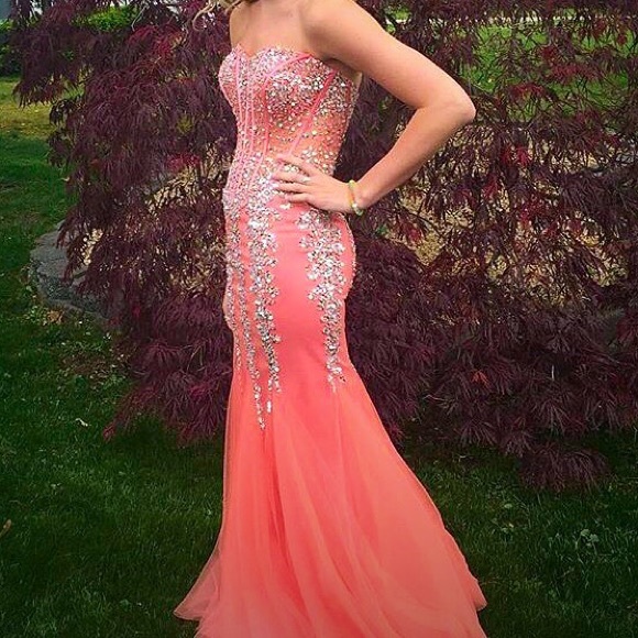 Dresses | Peach Prom Dress Worn Once Lightly Used Size 2 | Poshmark